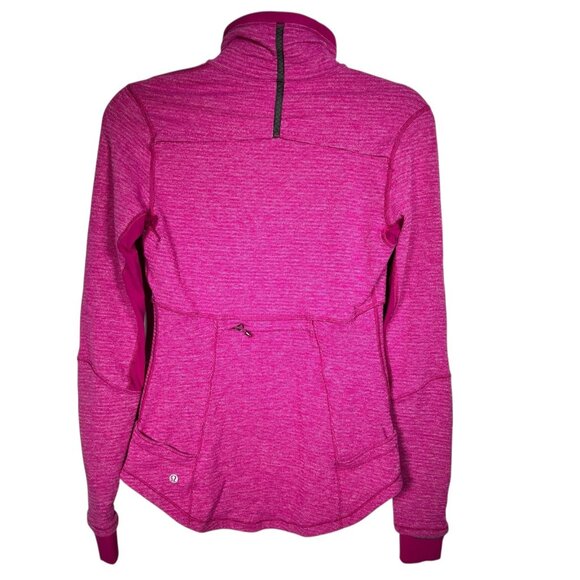 Lululemon Womens Pink Base Runner 1/2 Zip Mini Check Pique Raspberry Top Size 6 - Picture 3 of 15